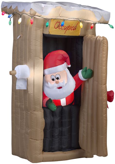 gemmy industries yard inflatables santa coming    outhouse