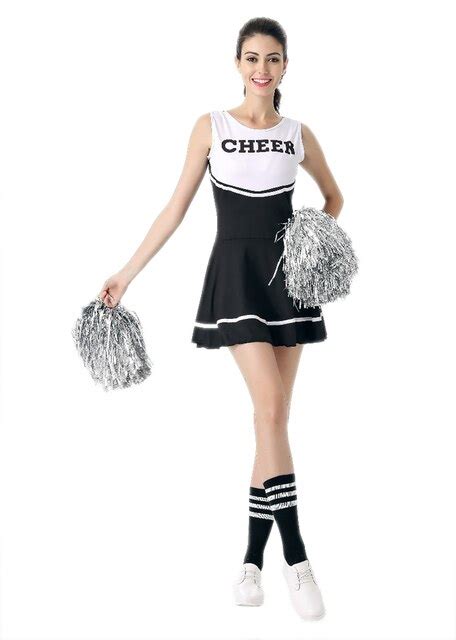 cheerleader costume women black white sport fancy sexy cheerleader
