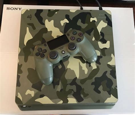sony playstation  slim call  duty wwii limited edition tb green camouflage green