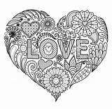 Coloring Pages Heart Zentangle sketch template