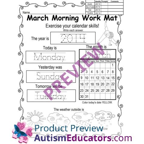 special education print and go calendar monthly worksheet packet march