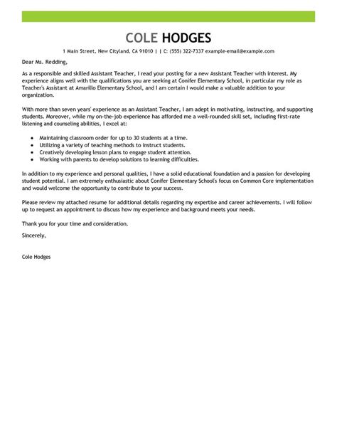 assistant teacher cover letter examples templates