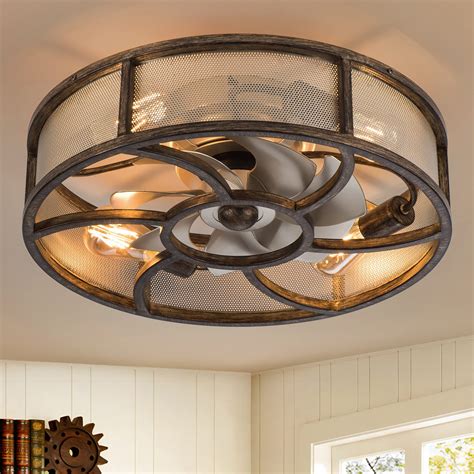 buy caged farmhouse ceiling fan  light   profile bladeless ceiling fan  remote