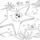 Starfish Coloring Colouring Pages Fish Star Para Print Cute Sea Colorir Sheet Printable Animal Desenhos Animais Kids Moldes Pintura Sobre sketch template