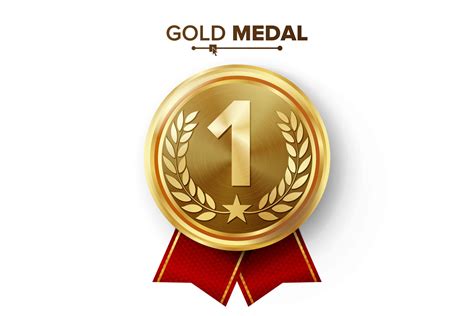 gold st place medal vector metal realistic badge   placement
