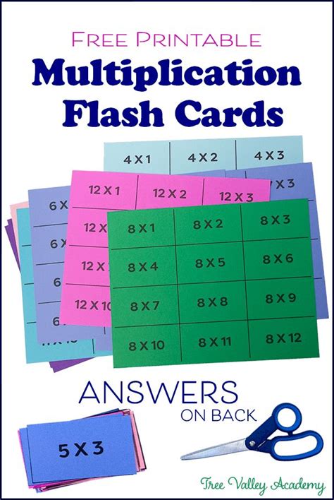 multiplication flash cards printable  answers