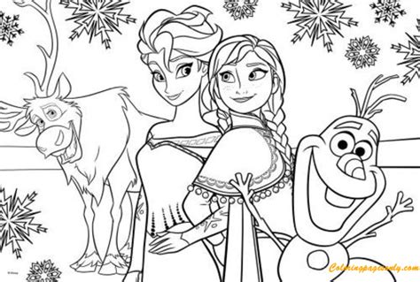 elsa anna olaf  sven coloring page  printable coloring pages
