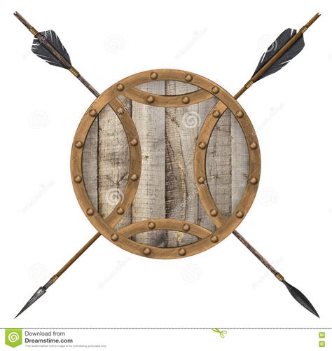 antique  wooden arrow  shield isolated stock photo image  metal white