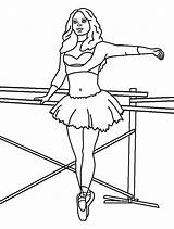 Coloring Ballet Pages Girl Ballerina Toe Practise Tip Balancing Fifth Position Doing sketch template