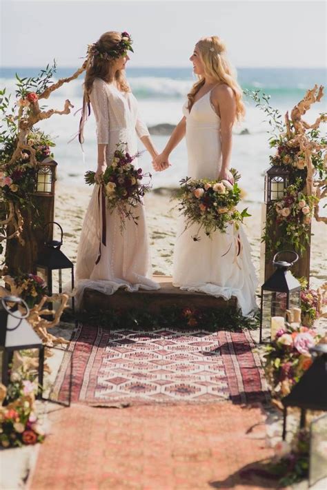 Image Result For Lesbian Beach Wedding Inspo Bohemian Beach Wedding