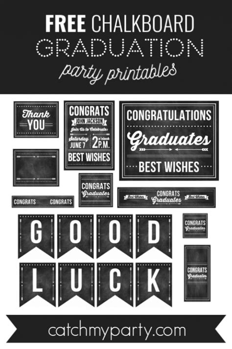 graduation chalkboard party printables catch