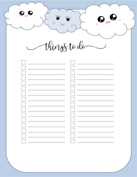 cute  printable daily   list template printable templates