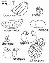 Coloring Fruits Fruit Pages Learn Printable Kids sketch template