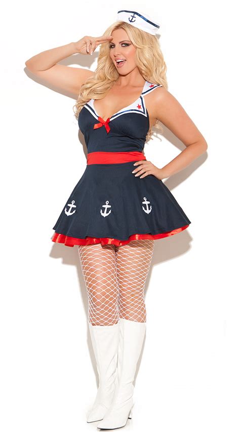 Plus Size Sailors Delight Costume Sexy Red White And Blue Sailor Outfit