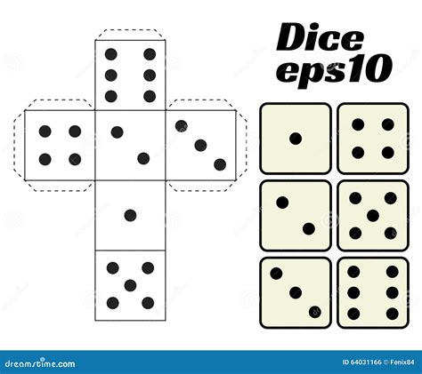 dice set printable template stock vector illustration  lottery
