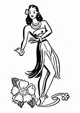 Hula Clipart Dancer Girl Coloring Clip sketch template