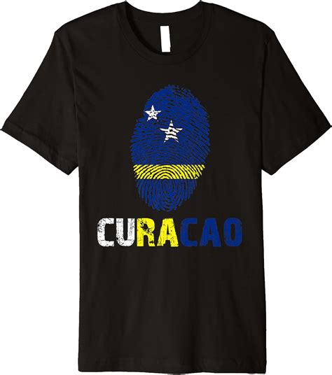 amazoncom curacao finger print flag tshirt  love curacao travel tee premium  shirt