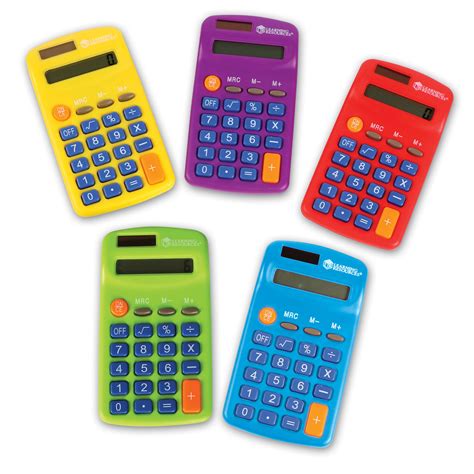learning resources rainbow calculators basic solar powered calculators teacher set