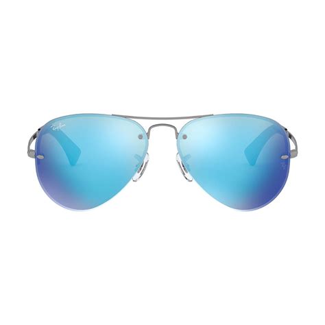 men s iconic aviator sunglasses gunmetal blue mirror ray ban