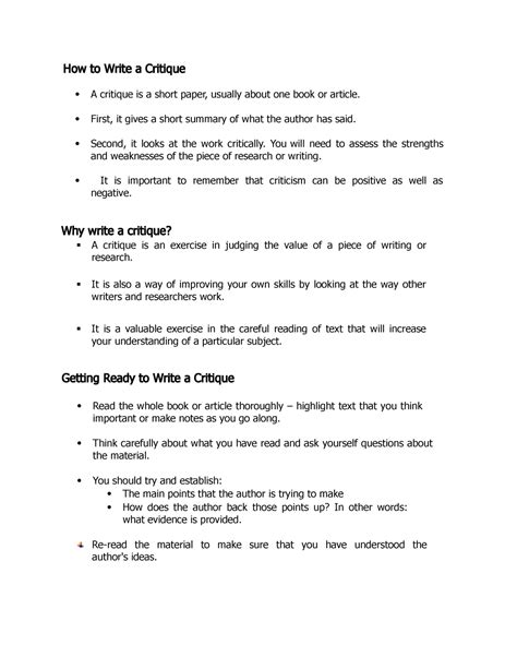 write  critique steps  writing    structure