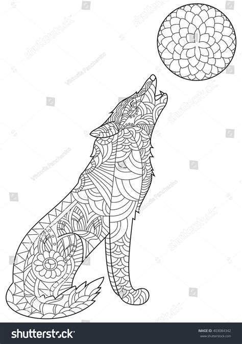 wolf coloring book adults vector illustration stock vector royalty