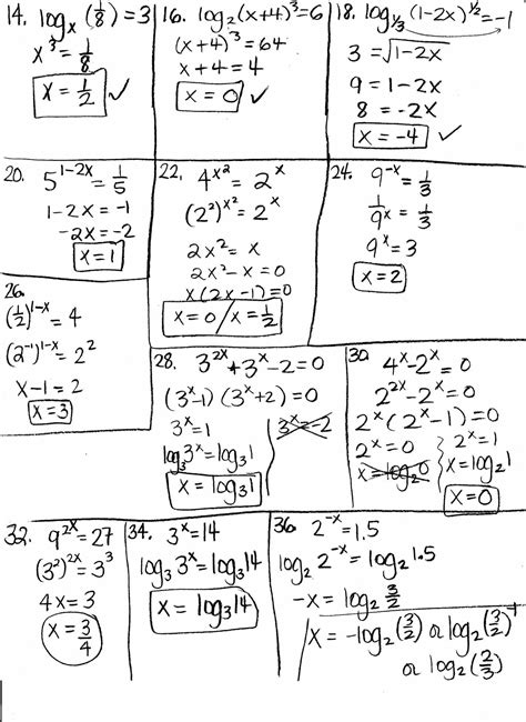 logarithmic equations worksheet  answers