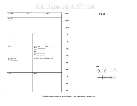 nurse brain sheet icu report  shift tool nursing  regard