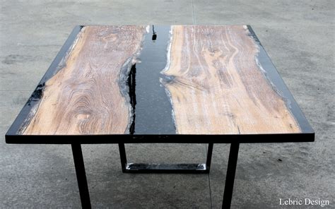 table basse contemporaine en bois en resine epoxy black antico trentino  lucio srl