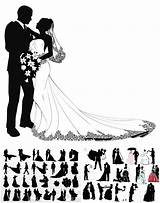 Wedding Clip Silhouette Couple Clipart Vector Bridal Bride Cliparts Flourish Card Christian Party Couples Silhouettes Cameo Marriage Invitation Graphics Line sketch template