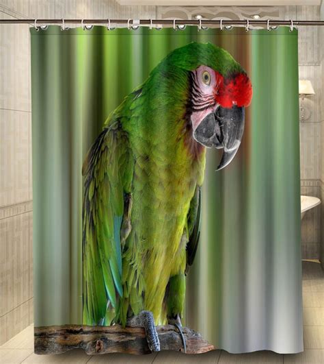 custom high quality parrot bird color waterproof fabric bathroom shower curtain xcm