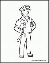 Policeman Coloring Drawing Clipart Pages Library sketch template