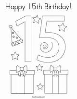 Birthday Coloring Happy 15th Pages Noodle Twistynoodle Choose Board sketch template