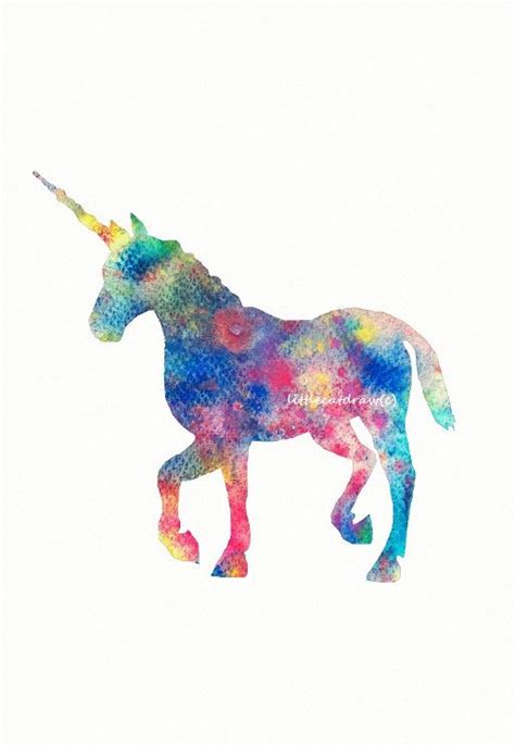 colorful happy rainbow unicorn art print watercolor painting