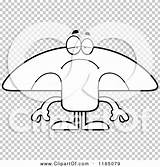 Mascot Depressed Mushroom Outlined Coloring Clipart Cartoon Vector Thoman Cory sketch template