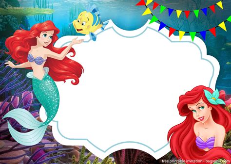 ariel   mermaid  photo invitation template