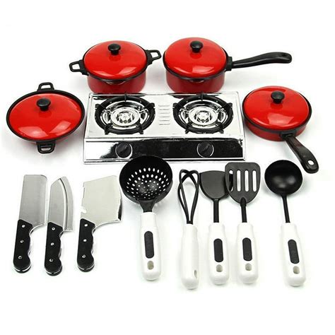nituyy pcs childrens plastic kitchen cooking utensils pots pans