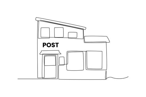 continuous   drawing post office building  office concept