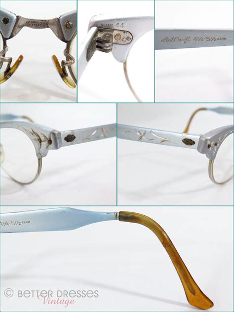 50s artcraft silver aluminum cat eye glasses better dresses vintage