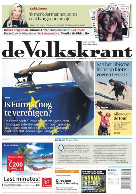 newspaper de volkskrant netherlands newspapers  netherlands todays press covers kioskonet