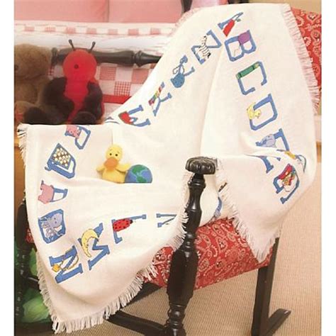 charles craft baby alphabet afghan  count  white  hsn