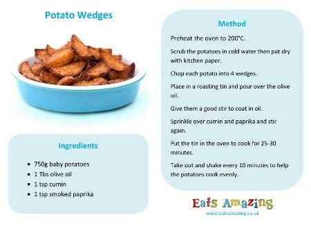 easy homemade potato wedges  printable recipe sheet