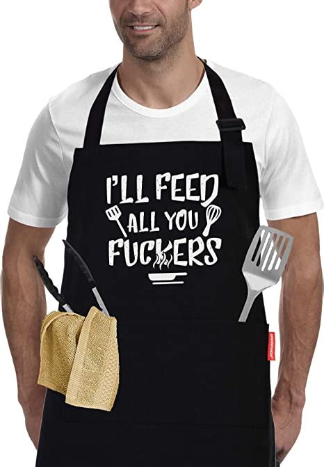 I Ll Feed All You Funny Black Bbq Chef Aprons For Men Women With 2