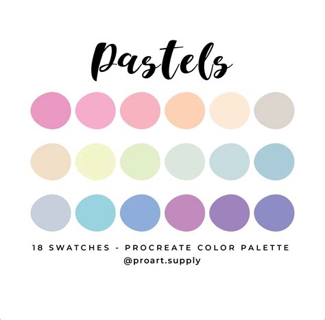 pastel procreate color palette hex codes pastel pink orange yellow green blue purple