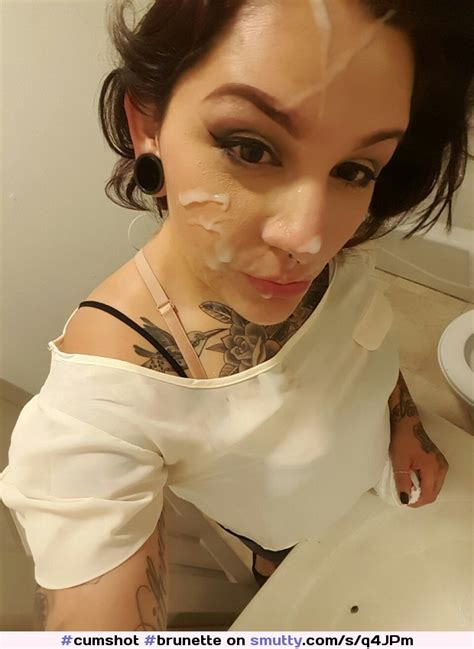 Cumshot Brunette Bathroom Selfie Cumselfie Selfshot