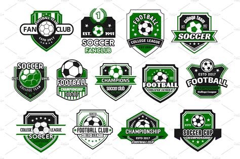 soccer sport club  football team shield badge illustrations