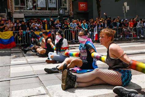 anti police demonstrators lying in street shut down gay pride parade
