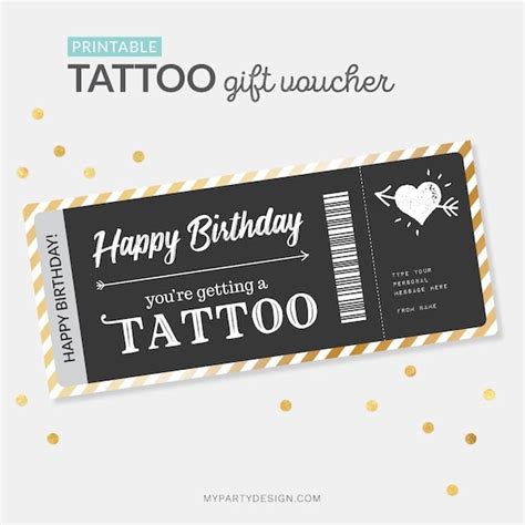 tattoo voucher template  inked surprise tattoo etsy