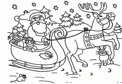 santa reindeer sleigh coloring page coloring pages