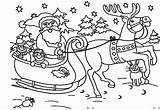 Coloring Santa Reindeer Pages Printable Sleigh Popular sketch template