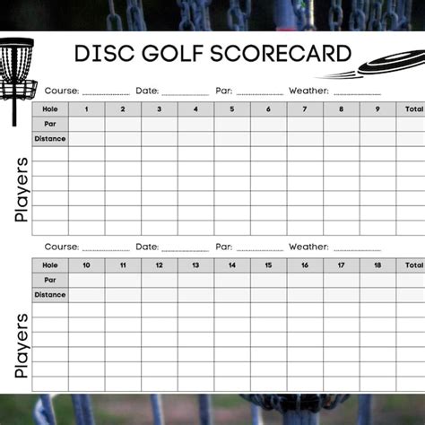 printable disc golf score cards etsy